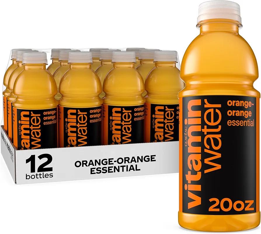 vitaminwater Essential Orange-Orange, Flavored Water Beverage, 20 fl oz Bottles, 12 Pack, BB Jan 12 26