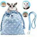 Sugar Glider Bonding Pouch Portable Drawstring Pouch Soft Sleeping Bag with Blue Braided Ribbon Small Animal Carrier- Hedgehog Hamster Ferret (Blue)