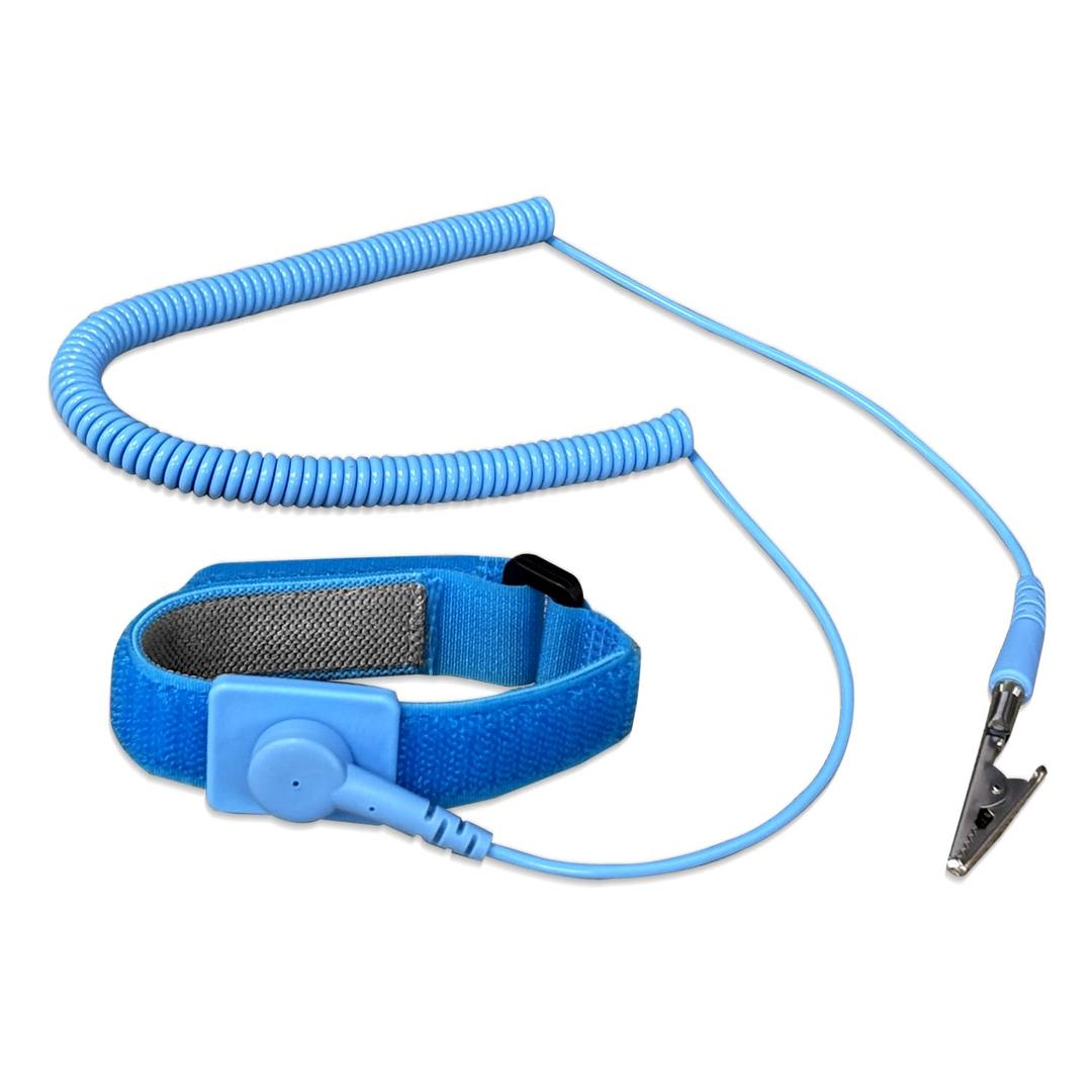 Anti Static Wrist Strap, 11" Anti Static Wristband Grounding Bracelet with Alligator Clip and Extendable Long Cable, Fits Wrist Circumference 6" to 8.5" [Blue] (Regular Size)