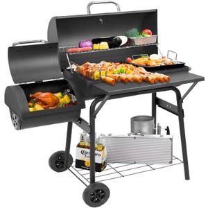 Kendane Barrel Charcoal Grill with offset smoker