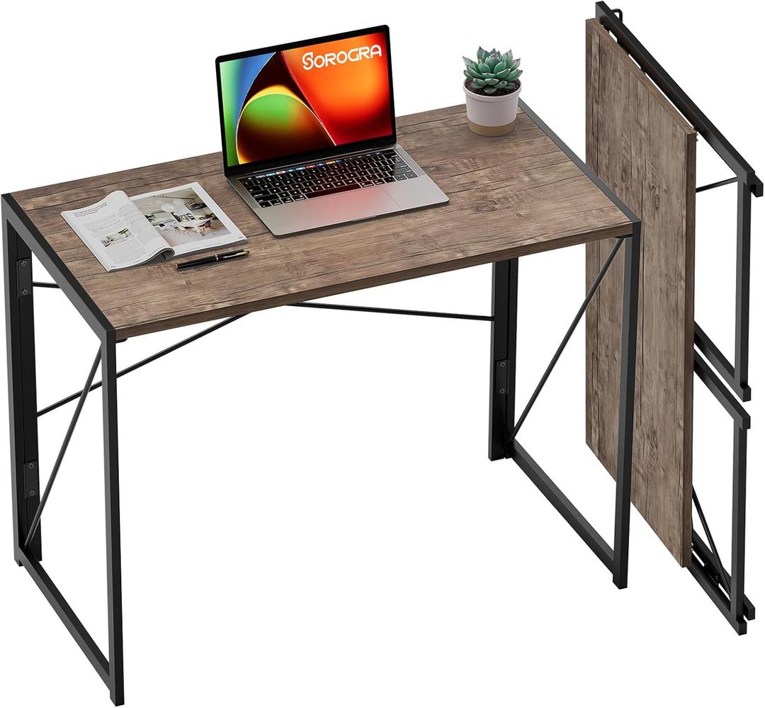 Coavas Folding Desk 31.5 inch Foldable Small Portable Computer Desks, Spaces Saving Writing Sturdy Table for Bedroom, Home Office, Dorm, Apartment, Pre Assembled, Brown Coavas Folding Desk 31.5 inch Foldable Small Portable Computer Desks, Spaces Saving Writing Sturdy Table for Bedroom, Home Office, Dorm, Apartment, Pre Assembled, Brown