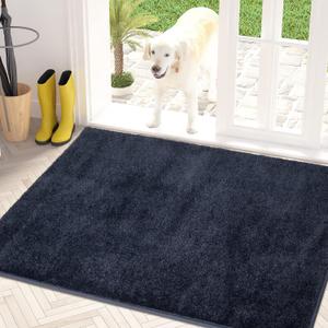 PURRUGS Dirt Trapper Door Mat 31.5" x 47", Non-Slip Machine Washable Entry Rug, Shoe Scraper, Dog Doormat, Super Absorbent Welcome Mat for Front & Back Door, Muddy Shoes & Paws, Navy Blue (31.5" x 47", Navy Blue)