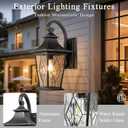 Dusk to Dawn Outdoor Lighting 18 Inch Height Large Waterproof Porch Light Outdoor with Ripple Handmade Glass Outside Lights for House Front Door Garage Patio E26 Socket