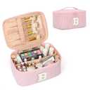 OCHEAL Makeup Bag Valentines Day Gifts for Women, Monogram Cosmetic Bag Pink Travel Makeup Case Beauty Toiletry Bag Organizer Personalized Gifts for Girls Bridesmaid, Sister, Wife, Friends Initial B