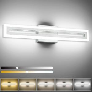SOLFART Brushed Nickel Vanity Lights for Bathroom 5 Color Adjustable Dimmable 24 Inch Led Vanity Light 5CCT SOLFART Brushed Nickel Vanity Lights for Bathroom 5 Color Adjustable Dimmable 24 Inch Led Vanity Light 5CCT