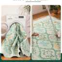 YIHOUSE Green Floral 5x7 Area Rugs for Bedroom Girls, Washable Rug for Living Room Non Slip Ultra-Thin, Large Boho Carpet for Kids Playroom, Classroom, Dorm, Nursery, Green Multi