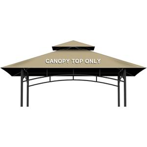 Grill Gazebo Replacement Canopy Top Only - 5' x 8' Outdoor BBQ Gazebo Canopy Roof, Waterproof Double Tiered Shelter Cover Fit for Model L-GG001PST-F (Khaki, 5x8)