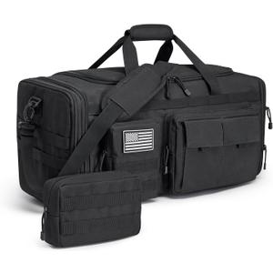 G4Free 3-in-1 Expandable 55L Duffle Bag for Travel Gym, Large Duffel Backpack for Men Women with Shoes Compartment, Black