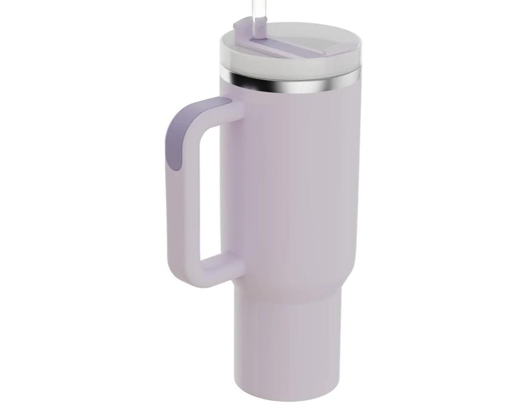 YOUEXPERT 40 oz Tumbler with Handle and Straw Tumbler with Lid and Straw Stainless Steel Tumblers, Car Mug Outdoor Sports Travel 40oz Insulated Tumblers (Taro Orchid)