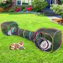 Outdoor Cat Enclosures Portable Cats Tunnel with Carry Bag Breathable Kitty Tent Outdoor with 2 Mouse Toys Outside Cat Enclosure for Indoor Cats (2 Cubes + Run Tunnel) (Rainbow)