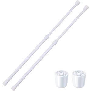 2 Pack Small Tension Rods 26 in to 39 Curtain Rods Window Rods in Extendable Width Spring Cupboard Bars for Kitchen Utensils, Closet, and Cabinet