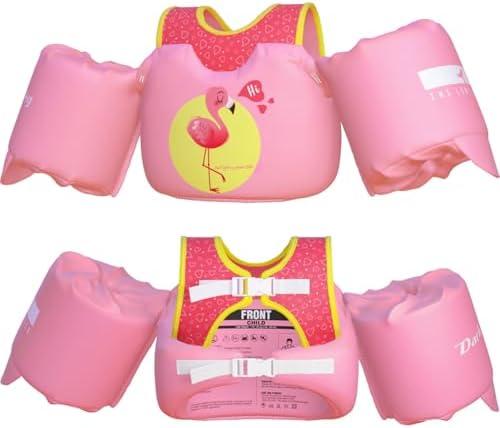Dark Lightning USCG Coast Guard Approved Toddler Swim Vest for Age 2/3/4/5/6/7 Years Old, Kids Life Jackets with Arm Floaties 30-50 Pounds,Baby Water Wings in Sea/Pool/Puddle