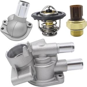 HiSport 19311-P2A-000 19320-P2A-000 Thermostat Housing Cover Water Outlet Thermostat & Sensor Compatible with Honda Civic 1.6L 1996-2000 Replaces 37760-P000-003 19301