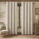 Boho Floral 100% Blackout Curtains 90 Inch Length 2 Panels Set, Linen Texture Farmhouse Curtains Beige Tassel for Living Room Bedroom Vintage Rustic Patterned Printed Western Rod Pocket