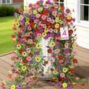 Alupssuc 4PCS Artificial Fake Hanging Flowers for Outdoor Spring Decoration, UV Resistant No Fade Faux Silk Daisy Floral Plastic Plants for Outside Indoor Yard Home Porch Realistic Decor(4 Colors)