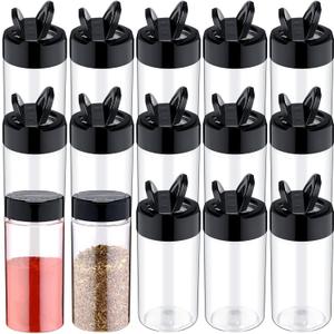 Mimorou 30 Pack 8.7 oz Plastic Spice Jars with Shaker Lids Clear Seasoning Containers Spice Bottles for Kitchen Storing Herbs Seasoning Powders