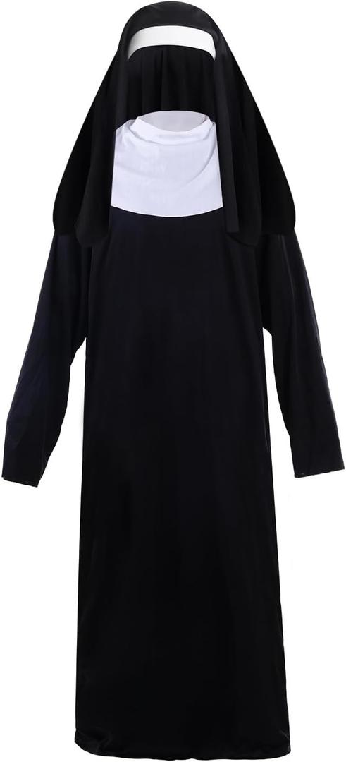 Nun Costumes for Women - Nun Outfit with Headpiece for Cosplay & Party Dress Up (2 Pcs) (X-Large)