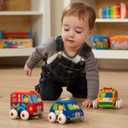 Melissa & Doug K's Kids Pull-Back Town Vehicle Set - Baby Toys Set with 4 Soft Toy Cars and Trucks, Surface Washable with Removable Wheels, Learning Toys for Babies and Toddlers