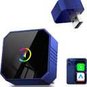 2026 Upgraded Mini Wireless CarPlay Adapter for CarPlay & Android Auto, Plug & Play, Fast, Auto Connect, No Latency 2in1 Car Play Wireless Adapter for iPhone iOS 10+ Android 11+ Information Display (Blue)