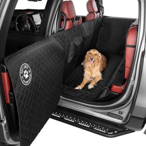 Ruff Liners XL Floor Cover with Door Protection, Black As Seen on Shark Tank Fits Full Size Crew Cab Trucks with Fold Up Seats, Waterproof & Machine Washable Sturdy XL Dog Hammock for Truck