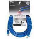GE - Pro Streaming Internet Cable - Cat 6 Networking - 25ft - Blue (2 Pack)