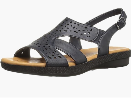 Easy Street womens BoltFlat Sandal Size 7.5, Black