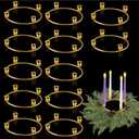 Thyle 12 Pcs Metal Christmas Advent Wreath Rings Bulk Gold Advent Wreath Candle Holder Xmas DIY Taper Candle Rings Table Candelabra Holder for Church Supply Home Table Centerpiece Festival Decoration
