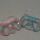 Kids Swim Goggles, Swimming Snorkel Diving Mask with Nose Cover for Youth 6-14 Tempered-Glass Panoramic View (Blue+pink)