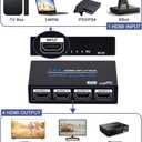 1x4 HDMI Splitter, 1 in 4 Out HDMI Splitter Audio Video Distributor Box Support 3D & 4K x 2K Compatible for HDTV, STB, DVD, PS3, Projector Etc, Duplicate/Mirror Screen Only (Not Extend)