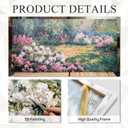 msspart Large Garden Floral Canvas Wall Art for Living Room Pink Flower Garden Nature Green Impressionist Painting, Textured Picture Modern Landscape Artwork Bedroom Home Office Decor 24”x 48”