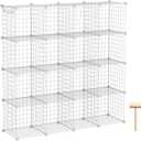 C&AHOME Wire Cube Storage, 16-Cube Organizer Metal Grids Storage, Storage Bins Shelving, Modular Bookshelf Shelves, DIY Closet Cabinet Ideal for Bedroom, Office 48.4L x 12.4W x 48.4H White