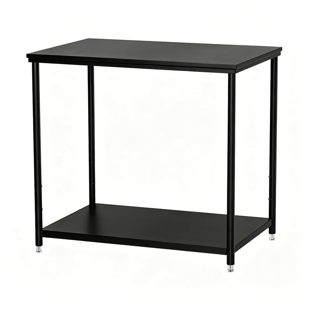Black Heavy Duty Commercial Work Table 24x18Inch, Powder Coated Black Utility Station with Adjustable Undershelf, Multipurpose Workshop Bench for Restaurant Back-of-House, Warehouse & Garage, 18x24x33.5 Inch