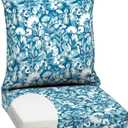 Arden Outdoor Foam Deep Seat Cushion Set, 24 in x 24 in, Weather-Proof, Rain-Proof, Fade Resistant Patio Cushion, Bottom and Back Cushion for Chair, Sofa, and Couch Aqua Blue Fusion Floral