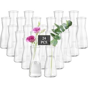 Glasseam Glass Bud Vases for Centerpieces: Clear Flower Vase Set of 24 Modern Small Vases for Flowers Minimalist Cute Decorative Vases for Decor Wedding Table Dining Room Decoration