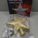 10" Christmas Tree Topper Projector with 6 Projection Modes, Built-in LED Rotating Light, 3D Glitter Dynamic Projector Light Up Tree Topper Star for Xmas Holiday Party Decorations Gifts (Gold)