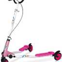 Swing Wiggle Scooter, 3 Wheels Drifting Folding Kick Scooter with 4-Level Adjustable Height/Foldable for Kids/Woman/Men Age 6+ Years Old (Pink)