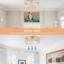 20" Gold Flush Mount Ceiling Fans with Lights, Gold Caged Ceiling Fans with Light and Remote, Bladeless Ceiling Fan with 6 Speeds for Bedroom, Living Room, Nursery