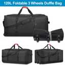 Finnhomy 120L Foldable Rolling Duffel Bag with 3 Wheels, Light Weight Travel Duffel bag with Large Loading Capacity, 32'' Rolling Duffel bag with Shoulder Strap