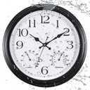 15 Inch Outdoor Clock, Black Metal-Frame Outdoor Clocks Waterproof, Silent Outdoor Wall Clock for Garden Patio Pool
