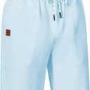 QPNGRP Men's Stretch Waist Casual Shorts with 5 Pockets Include 1 Zipper Pocket