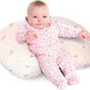 Little Grape Land Nursing Pillow, Soft 100% Cotton Breastfeeding Pillow with Breathable Muslin Cotton Removable Cover, Fog Flower Breast Feeding Pillows for Babies 0-12 Months with Protective Zipper (Original Model)