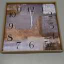 ArtSocket Wooden Wall Clock Silent Non-Ticking,Brown Black Grey White Abstract Painting Modern Wooden Square Rustic Wall Clocks Decor for Home Kitchen Living Room Office, Battery Operated(12 Inch)