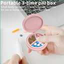 5 x 2 Pack Small Pill Box,Premium Thick Silicone 3 Compartment Travel Pill Box for Home/Desk Organizer, Portable Compact Medicine Holder for Vitamin, Cod Liver Oil, Supplement(Red+Pink)
