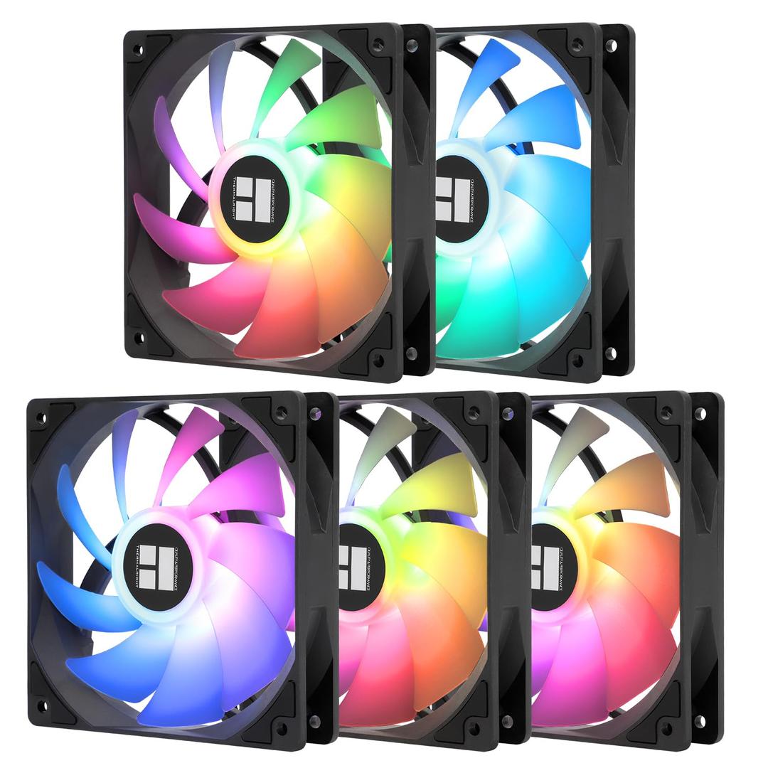 Thermalright 5 Pack TL-C12C-S CPU Fan 120mm ARGB Case Cooler Fan, 4pin PWM Silent Computer Fan with S-FDB Bearing Included, up to 1550RPM Cooling Fan5 Quantities