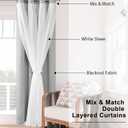 Hiasan Blackout Curtains with Sheer 84 Inches Long, Grommet Thermal Insulated Mix & Match Double Layer Window Curtains for Bedroom, Living Room, 2 Drape Panels with Tiebacks, Silver Grey, 52W X 84L