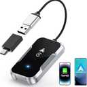 2-in-1 CarPlay and Android Auto Adapter with USB and Type-C Ports, Wireless CarPlay Adapter for iPhone iOS 10 and Above and Android 11 and Above(Silver)
