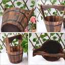 DOITOOL Hanging Planters Rustic Wooden Bucket Planter Hanging Pot Rustic Bucket Wooden Wishing Well Succulent Planter Pot for Patio Garden Backyard Fence Indoor Hanging Planters