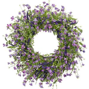 Purple Spring Wreaths for Front Door 22 Inch Summer Wreath Artificial Violet Lavender Wreath with Eucalyptus Leaf for Spring Easter Home Decorations
