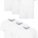 Hanes Men's Cotton, Moisture-Wicking Crew Tee Undershirts, Multi-Packs (Medium, White - 6 Pack)