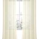 DWCN Ivory Sheer Curtains, Grommet Top Window Curtains for Bedroom & Living Room, Faux Linen Look Voile Semi-Transparent Solid Curtains Drapes Set of 2 Panels 52 x 102 Inch Long, Ivory